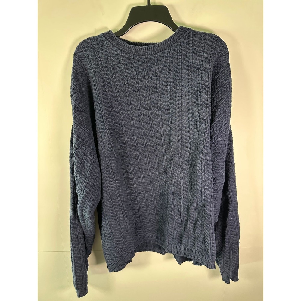 David Taylor Sweater Mens XXL Crewneck 100% Cotton Navy Textured Pullover Knit